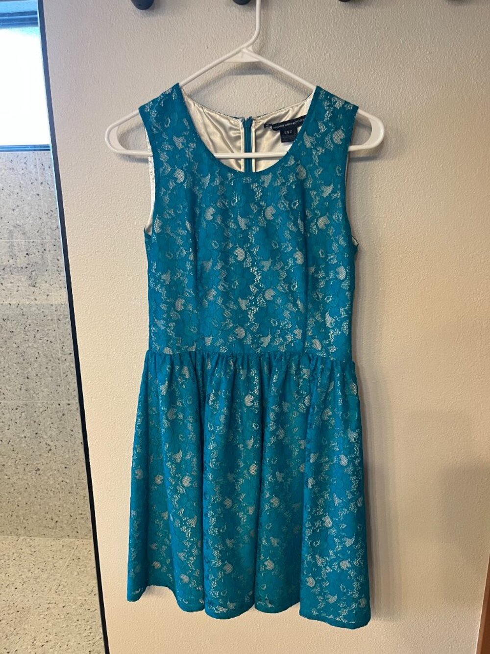 French Connection teal lace mini dress
